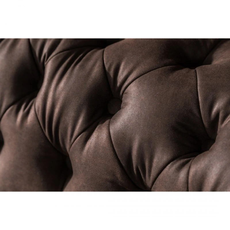 Триместнo извито канапе Chesterfield Curved, 230 х 80 х 86 см, Винтидж кафяво