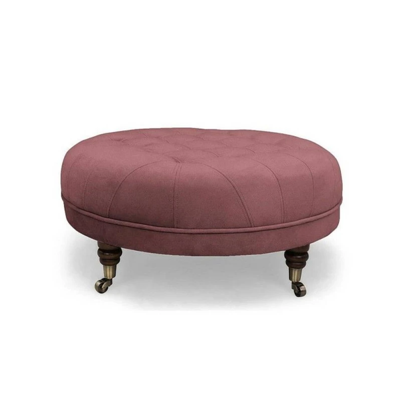 Табуретка Chesterfield, Кръгла, 80 х 32, Ръждиво розова