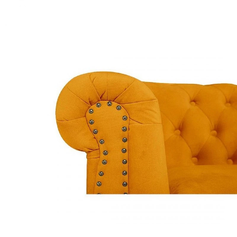 Триместен диван Chesterfield, 203 х 80 х 86, Жълт