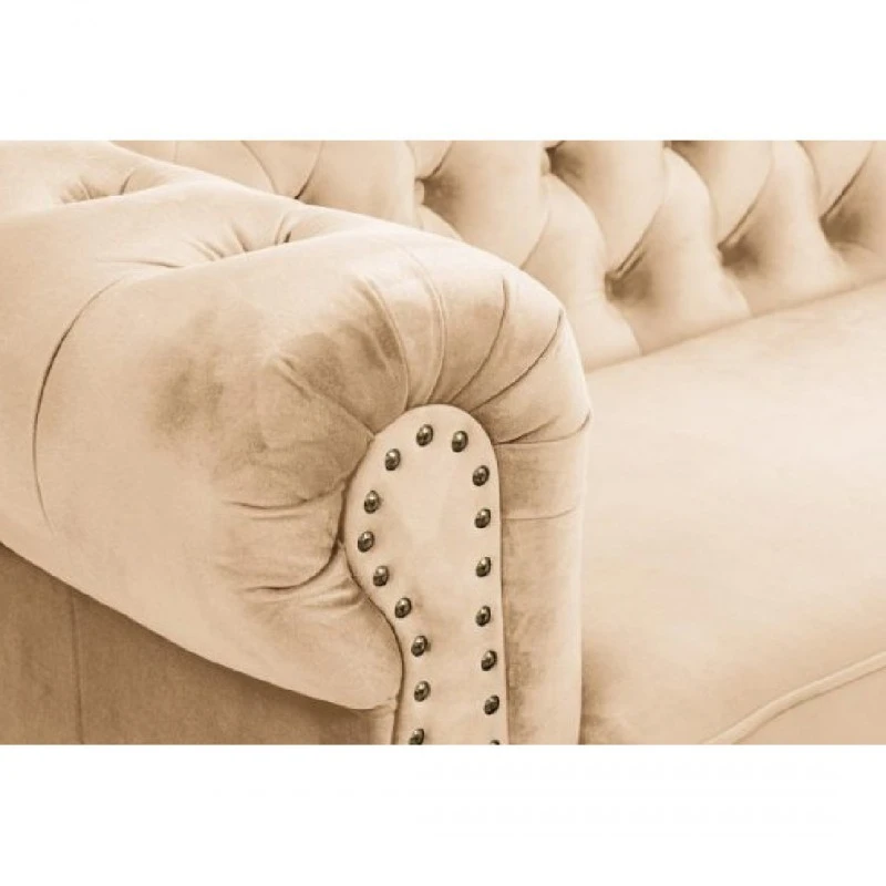 Двуместен разтегателен диван Chesterfield, Бежов