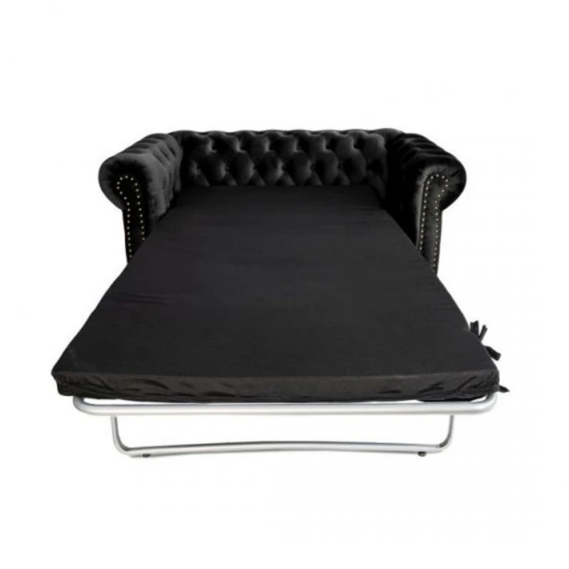 Двуместен разтегателен диван Chesterfield, Черен