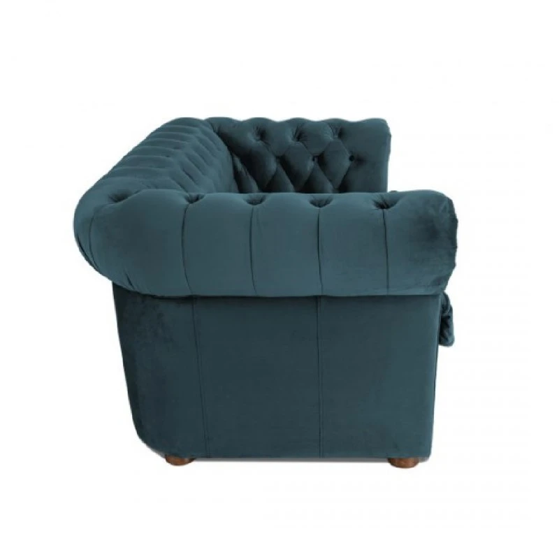 Двуместен разтегателен диван Chesterfield, Синьо-зелен тюркоаз