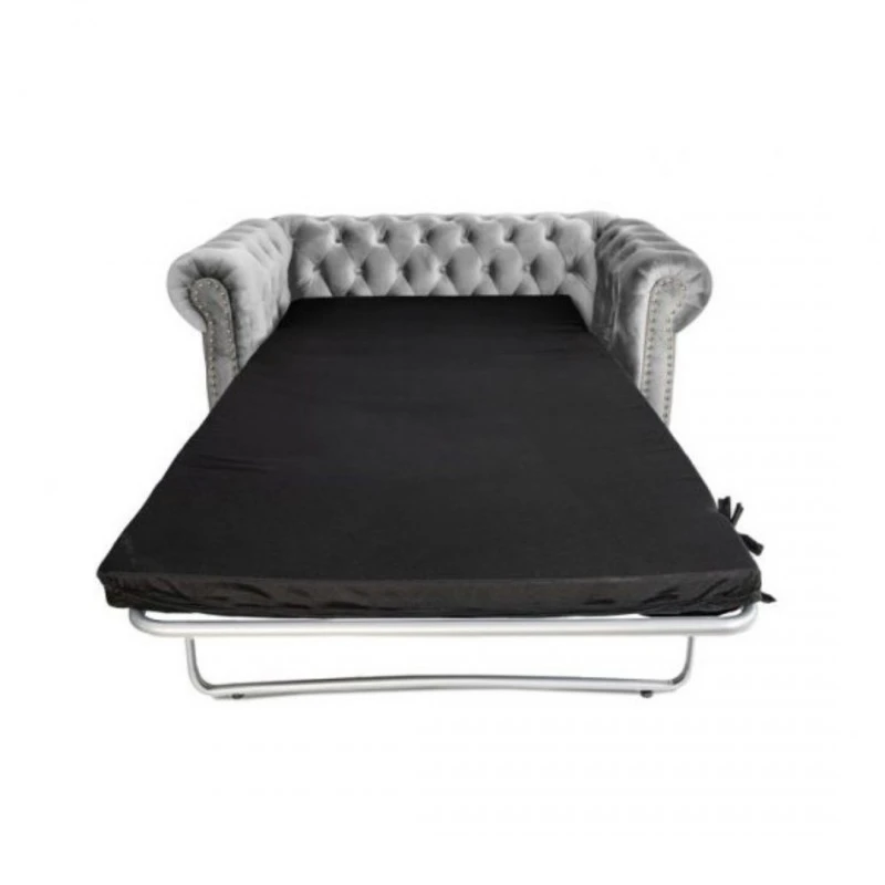 Двуместен разтегателен диван Chesterfield, Светло сив