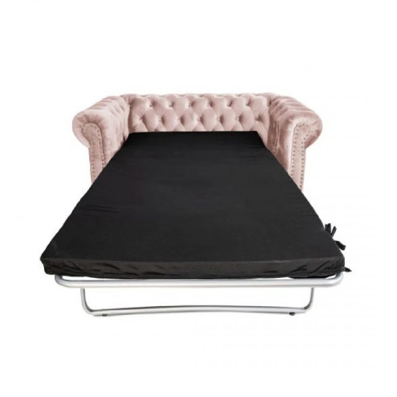 Двуместен разтегателен диван Chesterfield, Розов жасмин