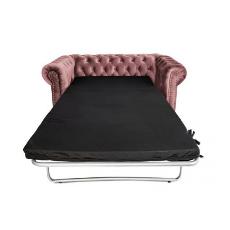 Двуместен разтегателен диван Chesterfield, Ръждиво розов