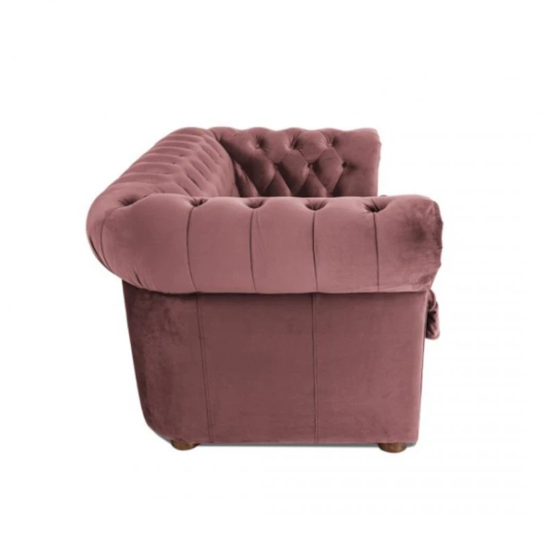 Двуместен разтегателен диван Chesterfield, Ръждиво розов