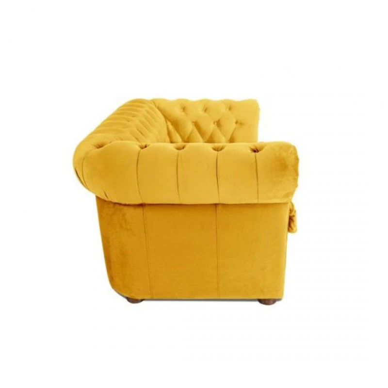 Двуместен разтегателен диван Chesterfield, Жълт
