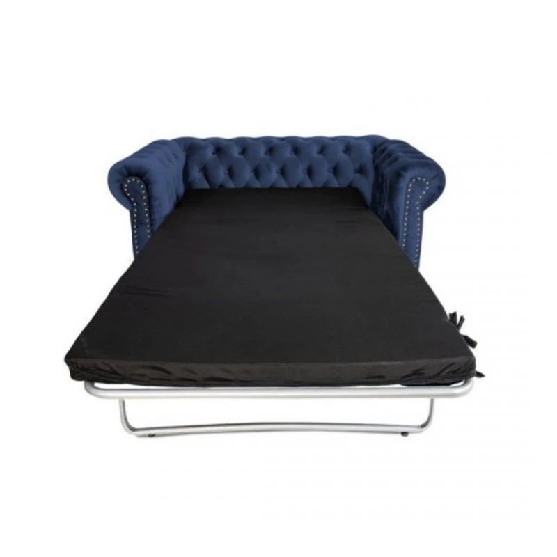 Двуместен разтегателен диван Chesterfield, Петролено син