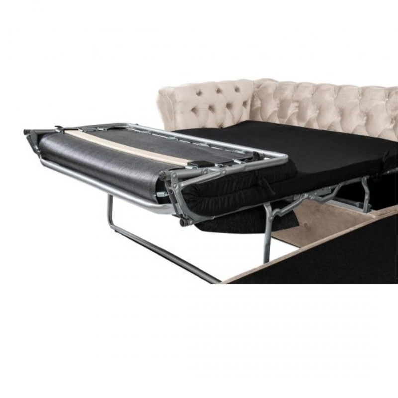 Разтегателен диван с лежанка Chesterfield Cristina, Ш245 x Д85 x В68 см, Бежов