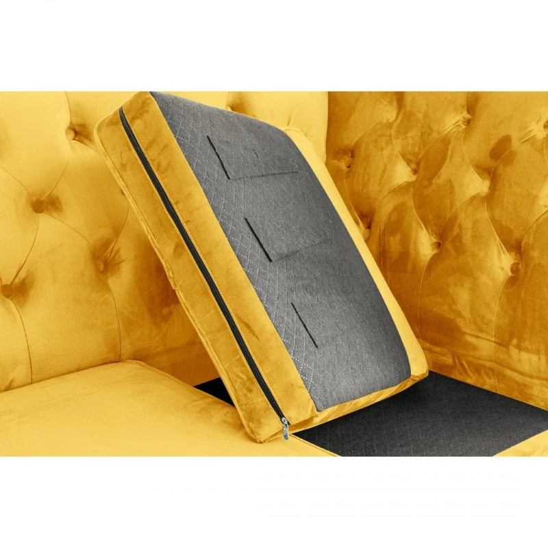 Триместен диван Chesterfield Queen, 215/92/92 см, Жълт