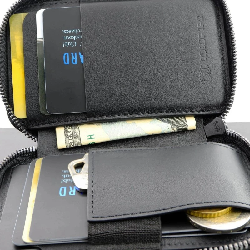 Coldfire, Мини Мъжко портмоне RFID - Естествена Кожа - черно- Snake Eye