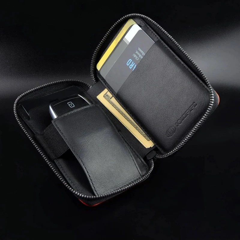 Coldfire, Мини Мъжко портмоне RFID - Естествена Кожа - черно / червено - Snake Eye