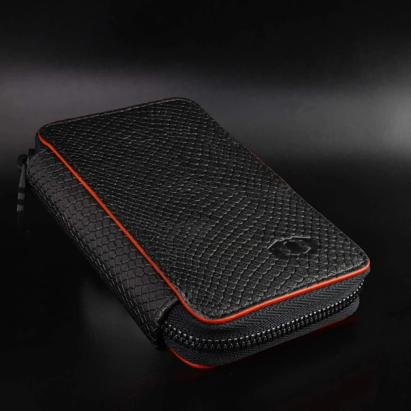 Coldfire, Мини Мъжко портмоне RFID - Естествена Кожа - черно / червено - Snake Eye