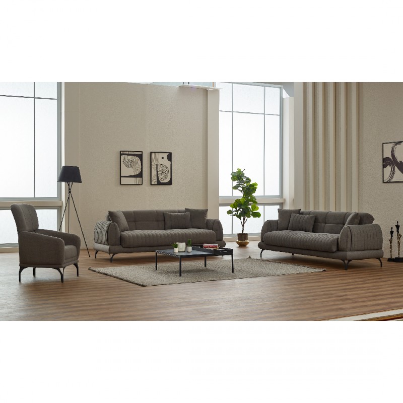 Разтегателен двуместен диван Гамба, Сив, Кадифе, 187х75х75см