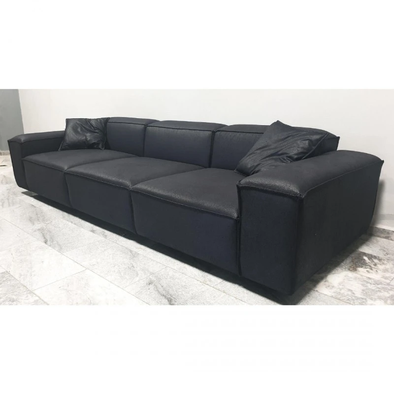 Диван Анамур, Велур, Черен, 280х90х80см