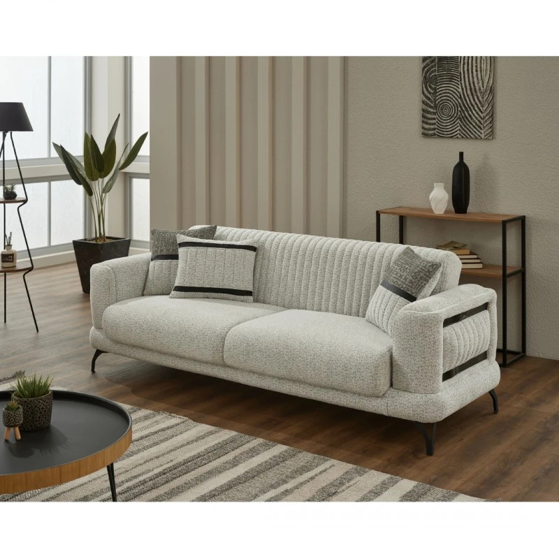 Двуместен диван Пиера, Дамаска, Сив, 174х95х85см