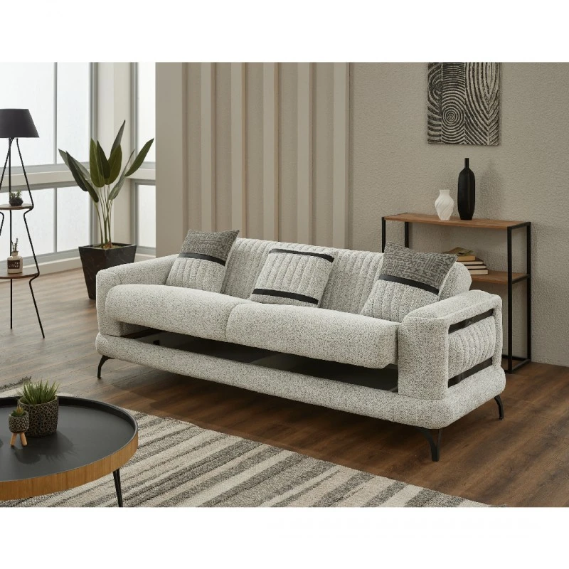 Двуместен диван Пиера, Дамаска, Сив, 174х95х85см