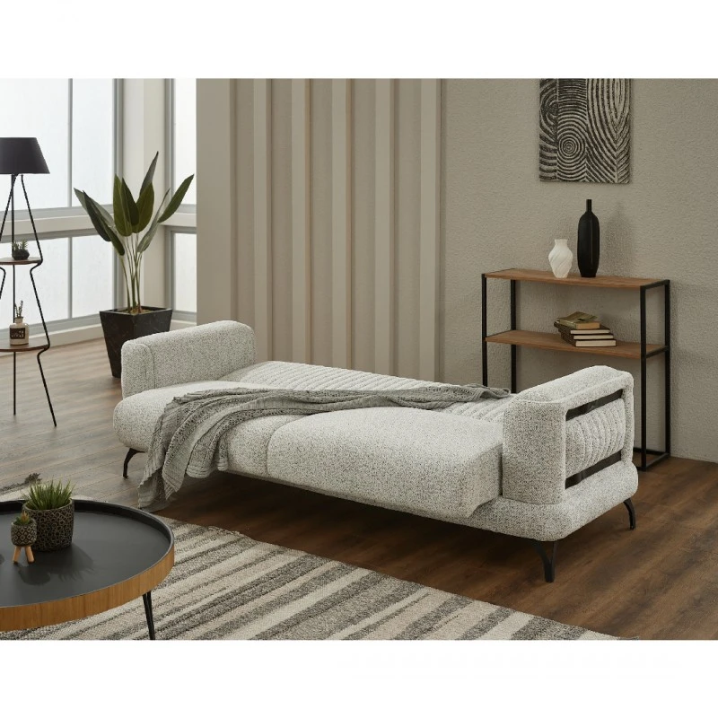 Двуместен диван Пиера, Дамаска, Сив, 174х95х85см