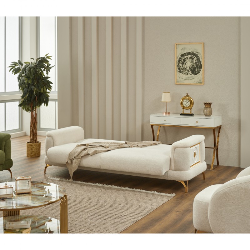 Двуместен диван Софи, Кадифе, Крем, 185х85х95см