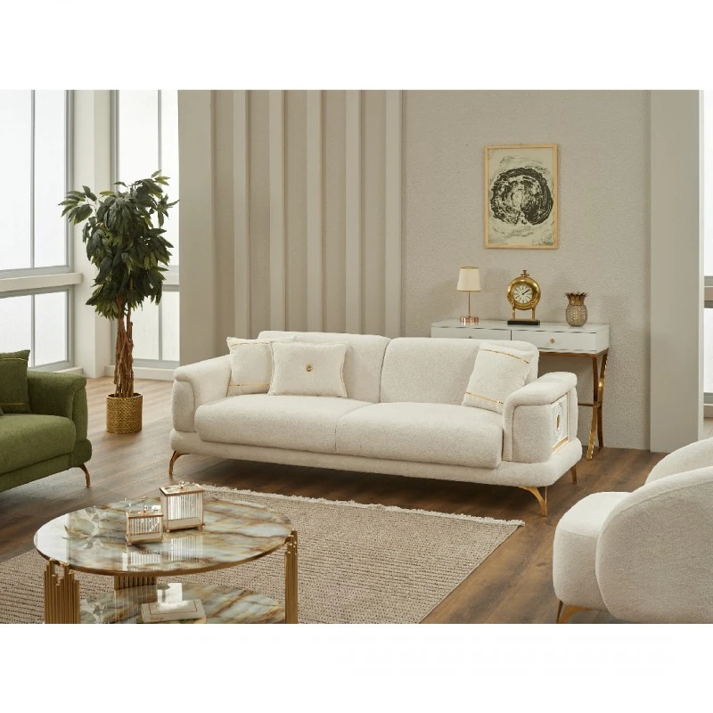 Двуместен диван Софи, Кадифе, Крем, 185х85х95см