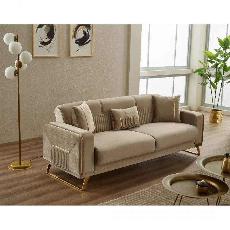 Триместен диван Астера, Кафяв, Кадифе, 230х95х85см