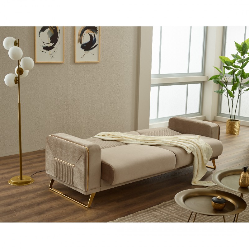 Триместен диван Астера, Кафяв, Кадифе, 230х95х85см