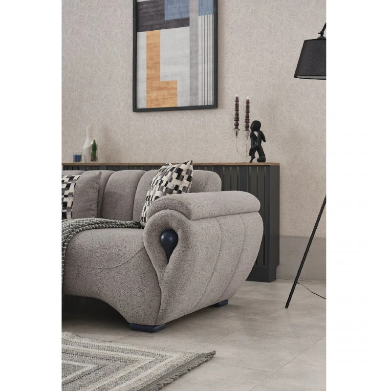 Двуместен диван Дамла, Сив, Кадифе, 185х95х85см