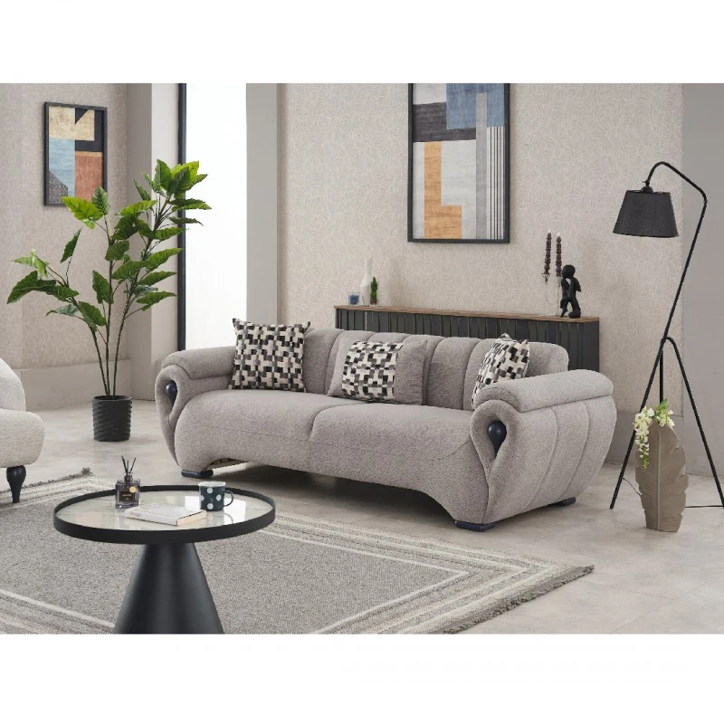 Двуместен диван Дамла, Сив, Кадифе, 185х95х85см