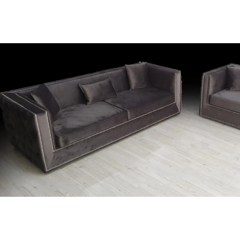 Триместен диван Елит, Дамаска, Кафяв, 230х90х80см