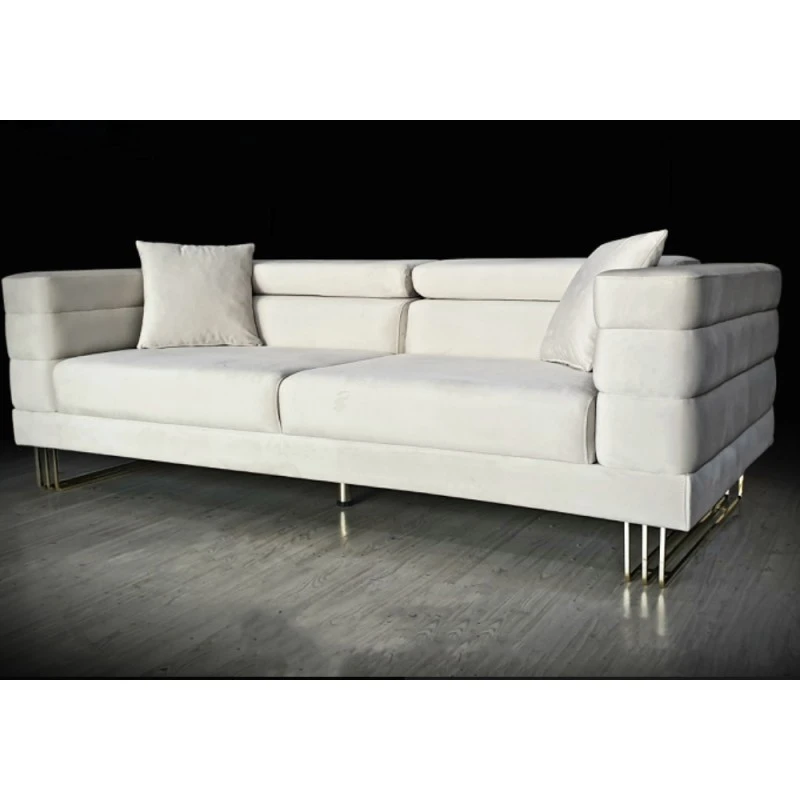 Триместен диван Изабел, Дамаска, Бял, 230х90х80см