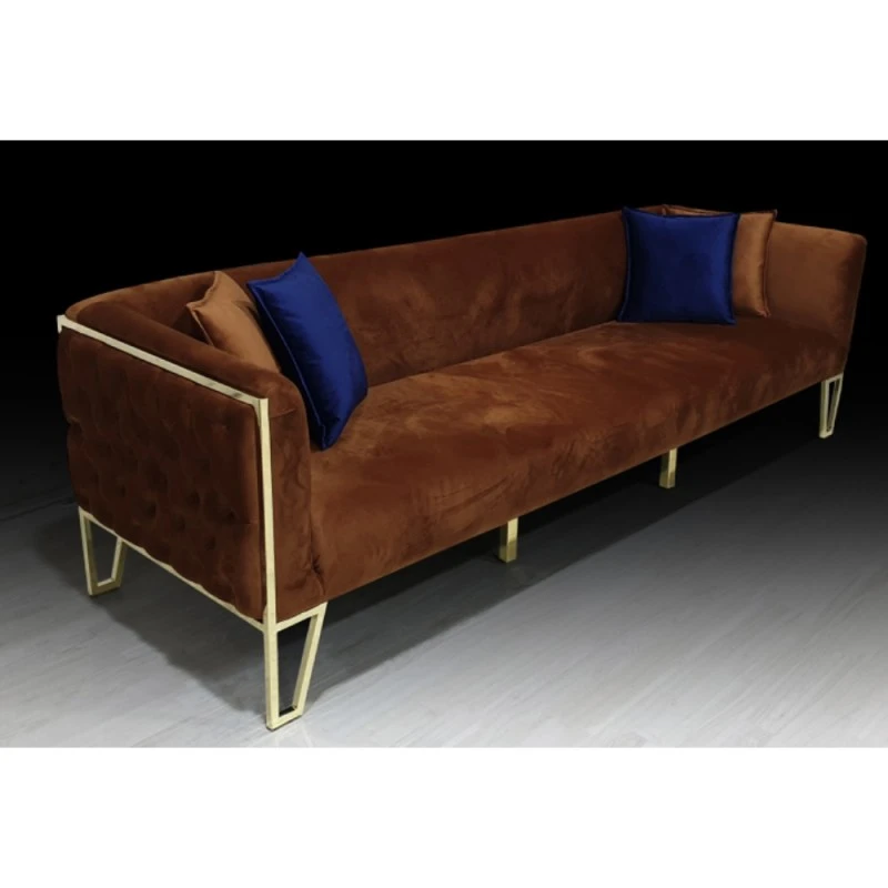 Триместен диван Петра, Дамаска, Оранжев, 230х90х80см