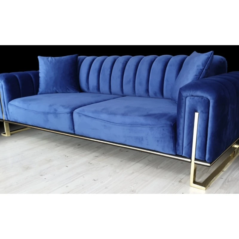 Триместен диван Айнали, Дамаска, Син, 230х90х80см