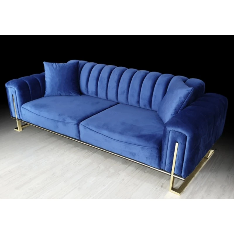 Триместен диван Айнали, Дамаска, Син, 230х90х80см