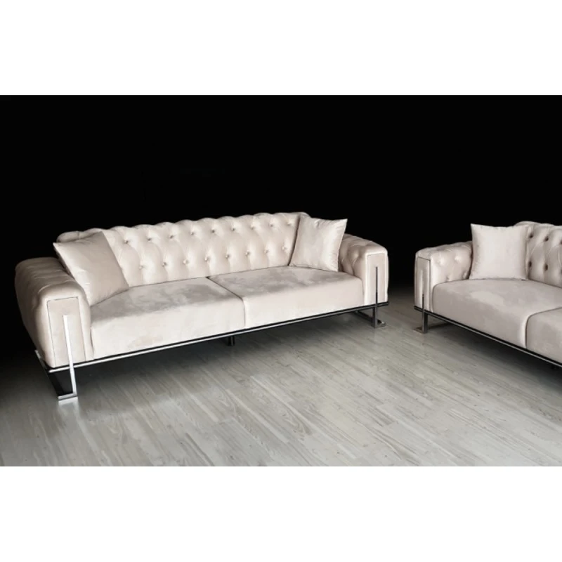 Триместен диван Престиж, Дамаска, Крем, 230х90х80см