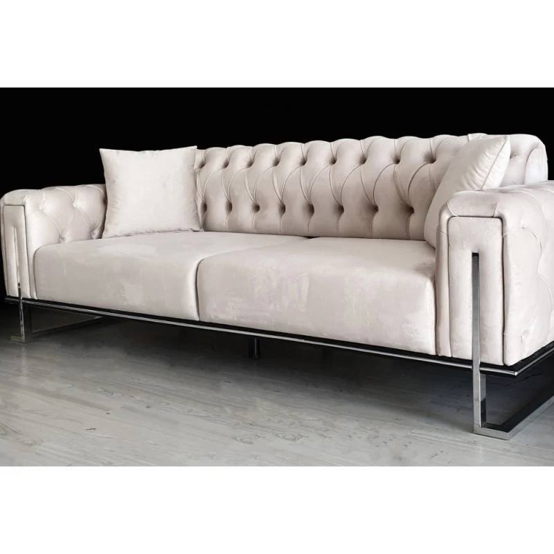 Триместен диван Престиж, Дамаска, Крем, 230х90х80см