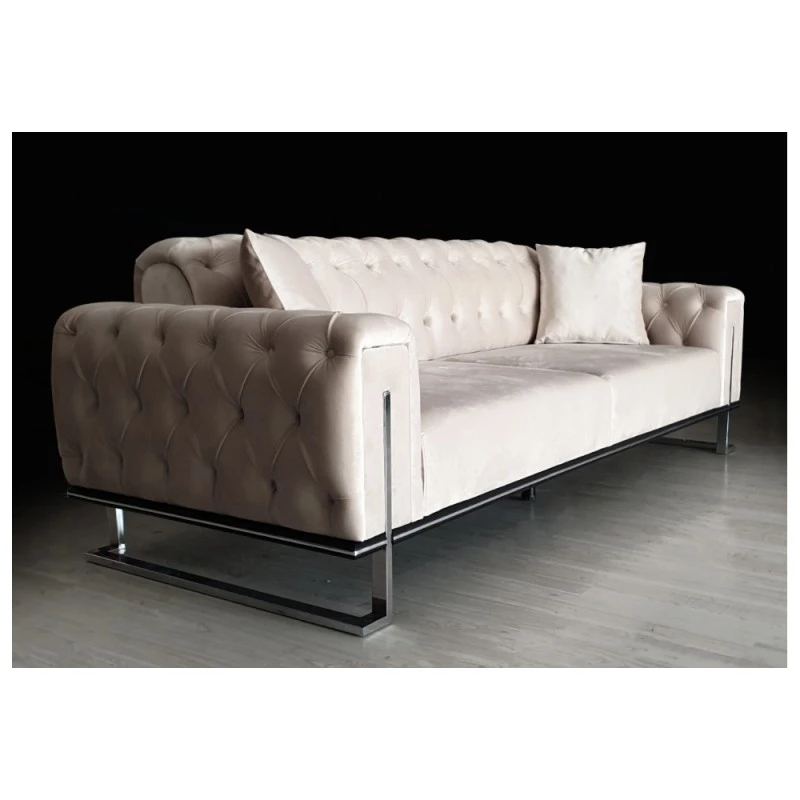 Триместен диван Престиж, Дамаска, Крем, 230х90х80см