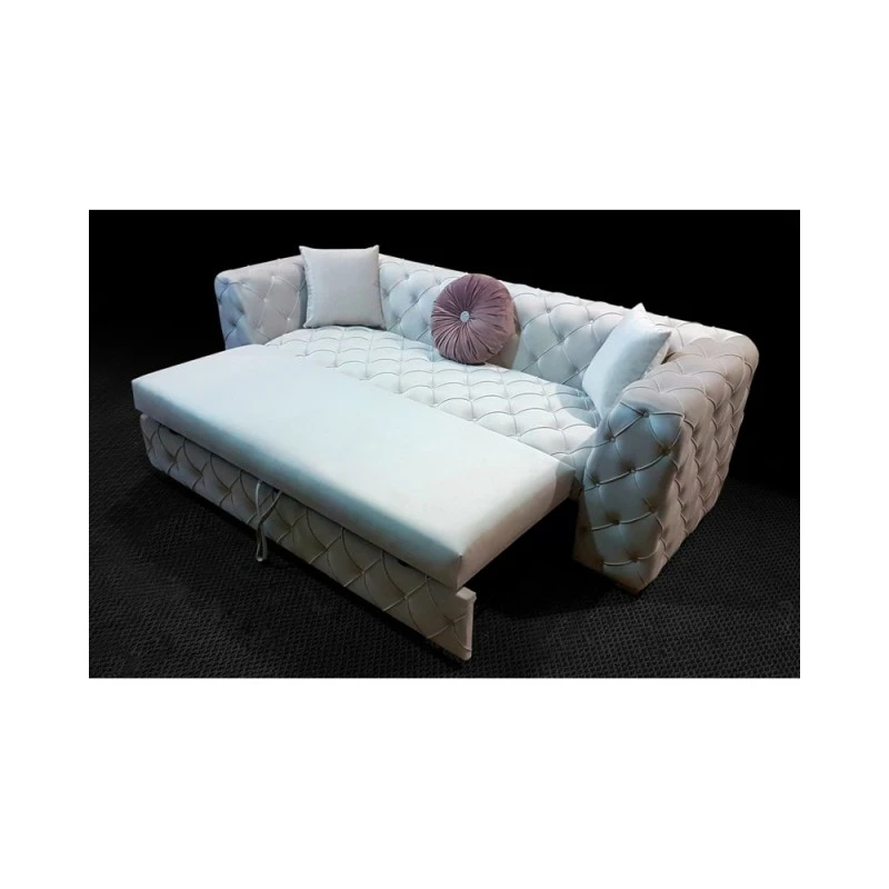 Триместен диван Виларт, Дамаска, Крем, 230х90х80см