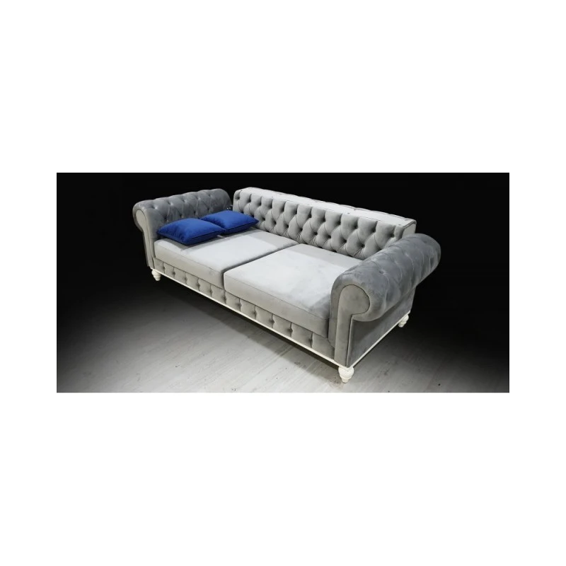 Триместен диван Кари, Дамаска, Сив, 230х90х80см