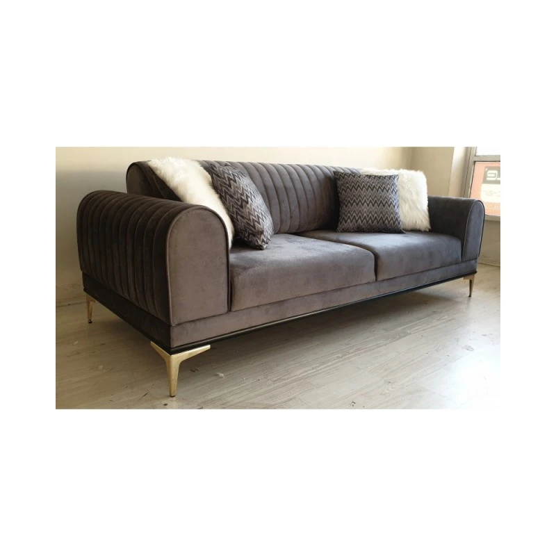 Триместен диван Парига, Дамаска, Кафяв, 230х90х80см