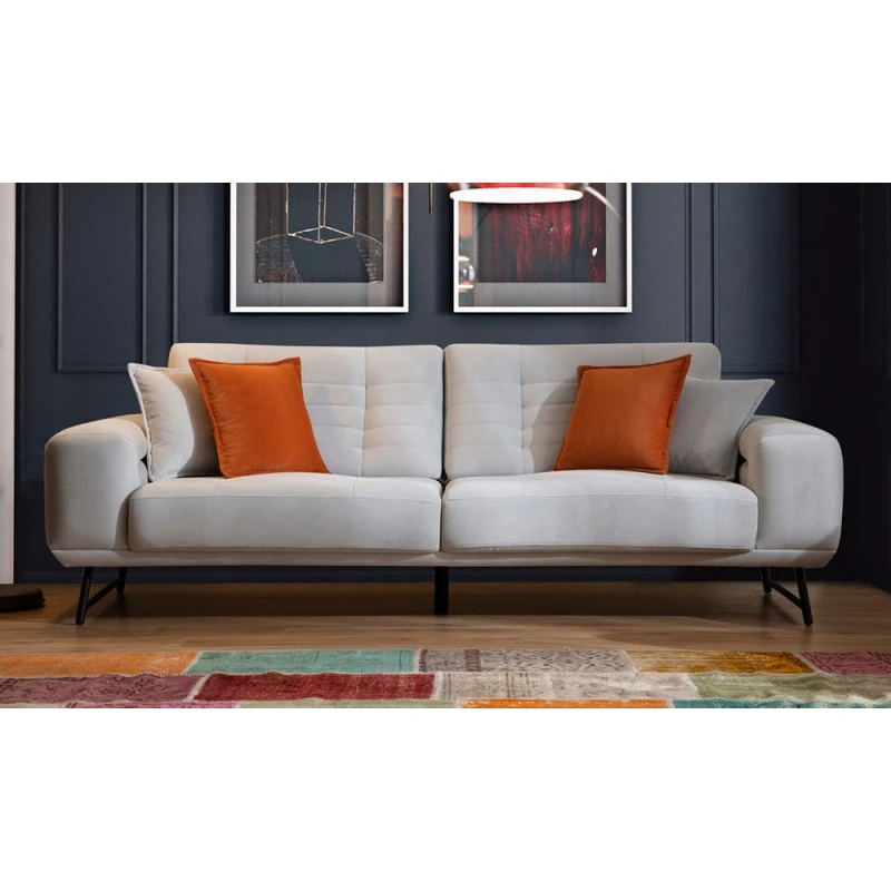 Триместен диван Ню Йорк, Дамаска, Бял, 230х90х80см