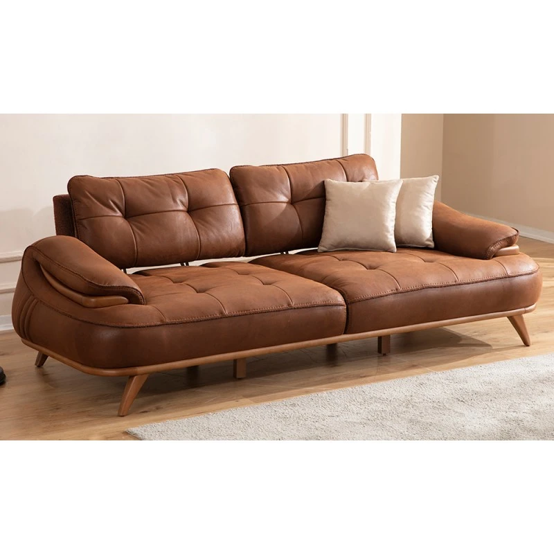 Триместен диван Елизан, Набук, Кафяв, 250х80х100см