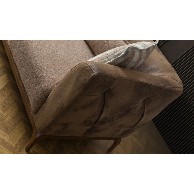 Триместен диван Емполи маса, Дамаска, Бежов, 235х75х85см