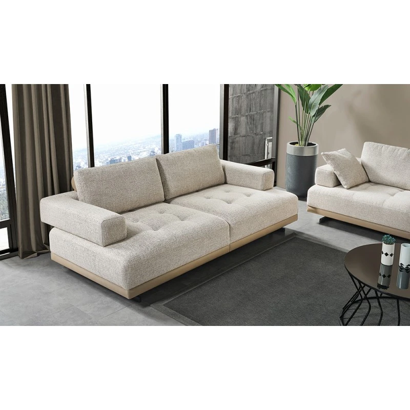 Триместен диван Адесса, Дамаска, Бежов, 240х63х105см