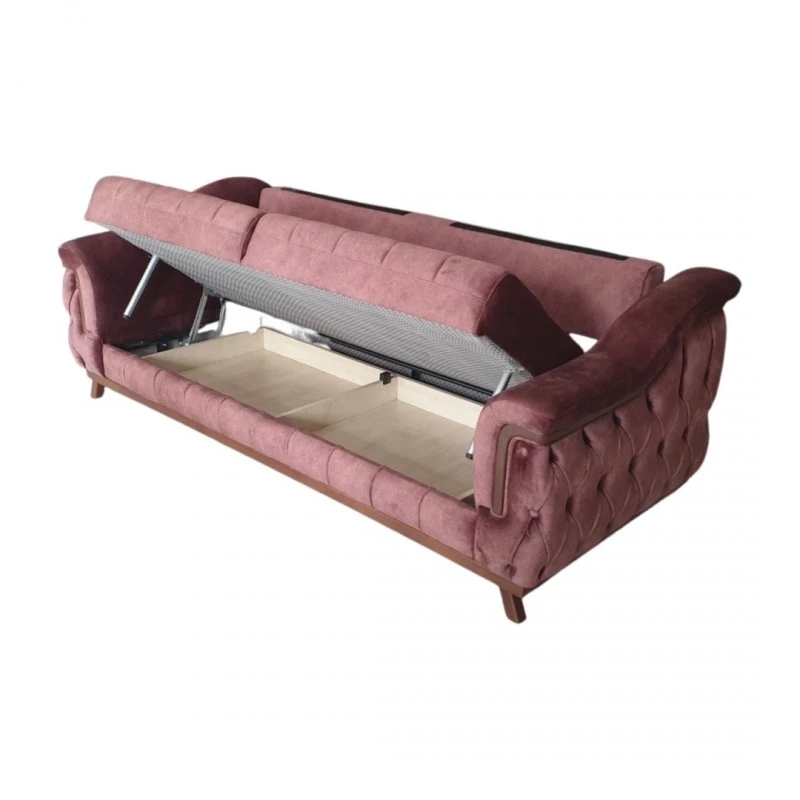 Триместен диван Розе, Дамаска, Розов, 230х90х80см