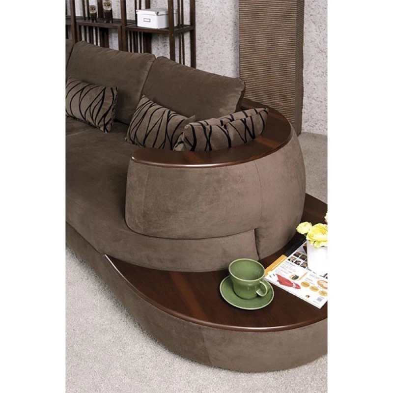 Триместен диван Кугу, Кадифе, Кафяв, 250х90х80см