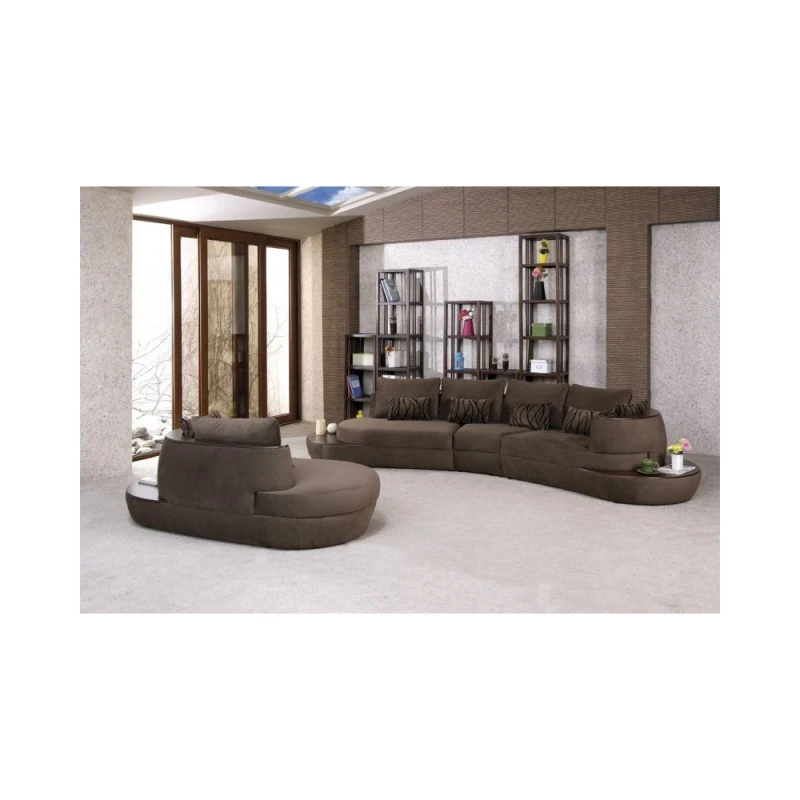 Триместен диван Кугу, Кадифе, Кафяв, 250х90х80см