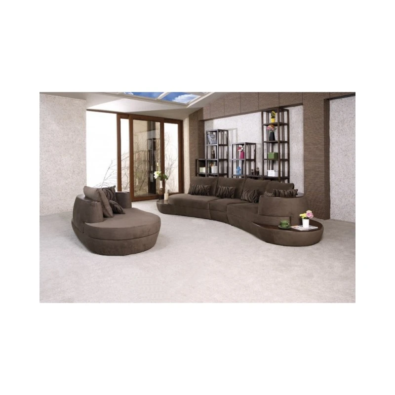 Триместен диван Кугу, Кадифе, Кафяв, 250х90х80см