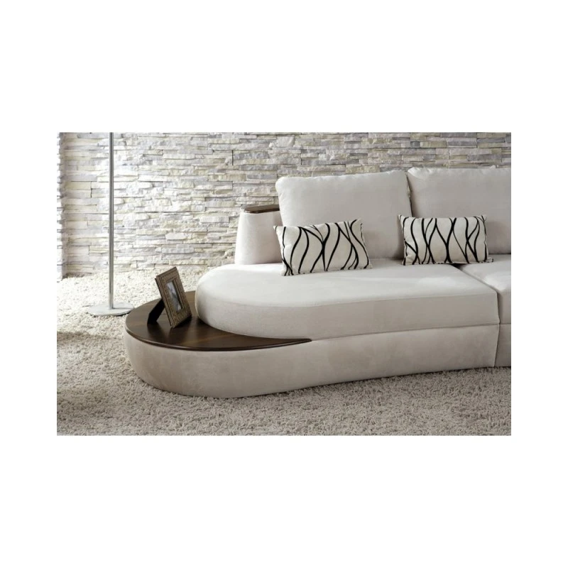 Триместен диван Кугу, Кадифе, Бял, 250х90х80см