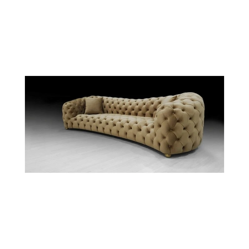 Триместен диван Фрезия, Кадифе, Бежов, 250х90х80см