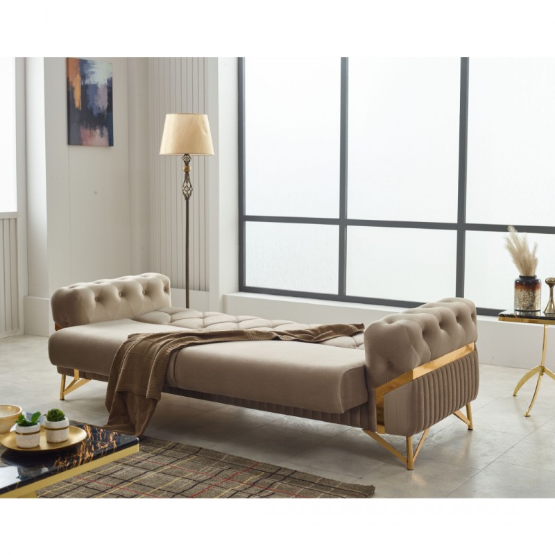 Двуместен диван Марбела, Бежов, Кафяв, 185х95х85см